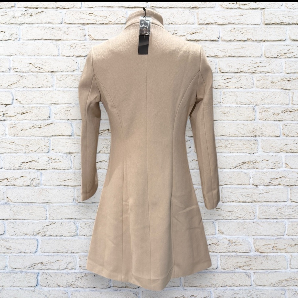 NEW Allegra K Cream Double-Breasted Pea Coat with Lapel Collar - Size XS - Picture 3 of 5
